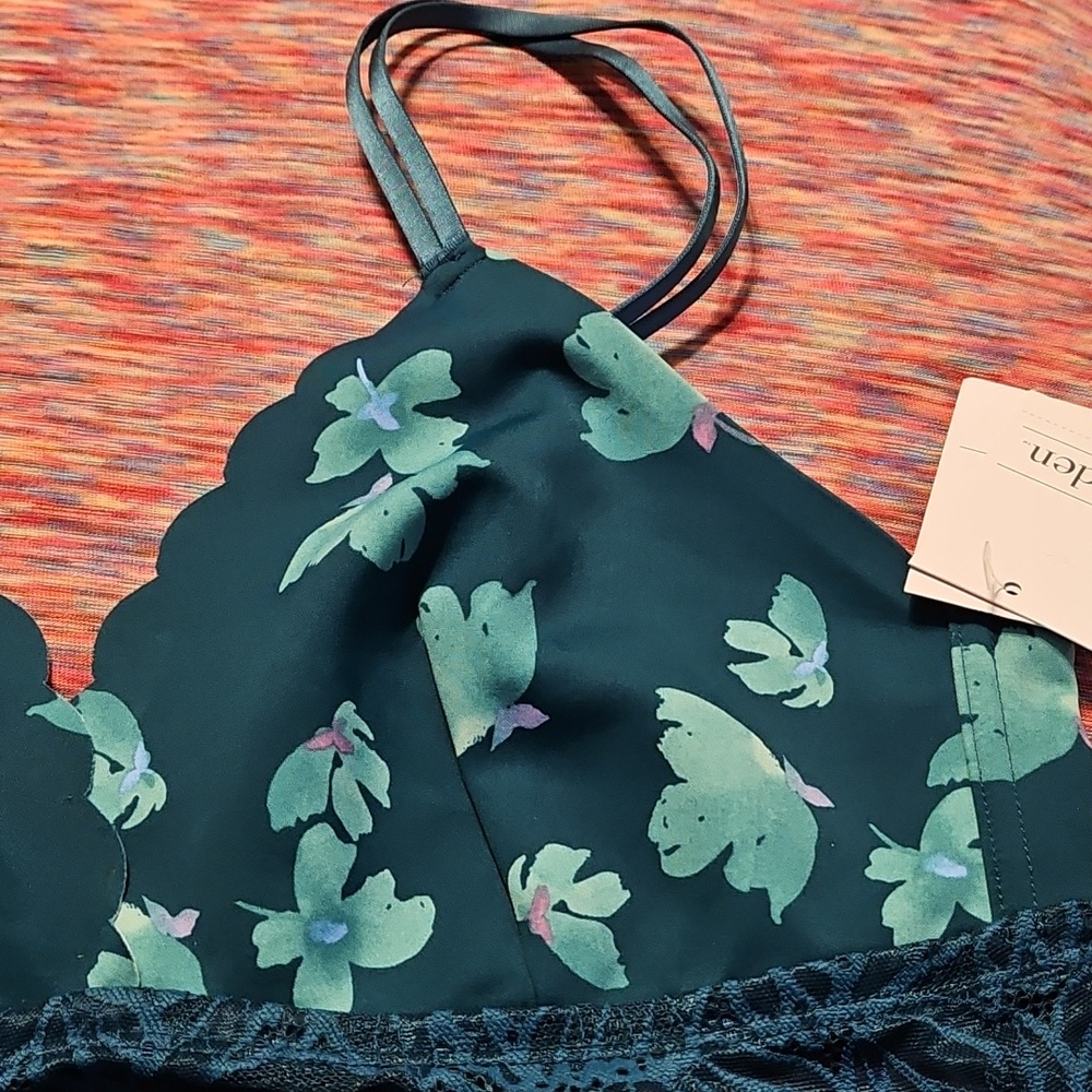 Auden Green Floral Lace Bralette NWT - Picture 2 of 11